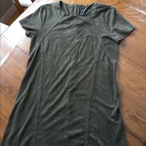 Design Lab suede dress in kaki with decorative flat studs, size L